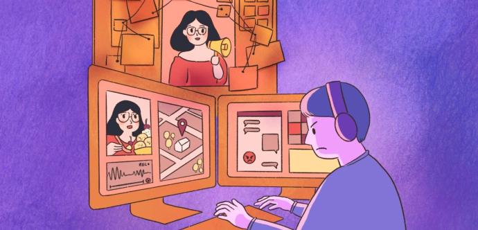 Graphique animé représentant une personne en ligne
