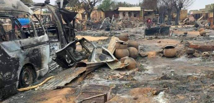 Marché incendié à El Fasher, au Nord-Darfour, le 1er septembre 2023