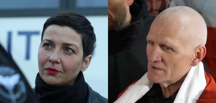 Mariya Kalesnikava sur la gauche et Ales Bialiatski à droite