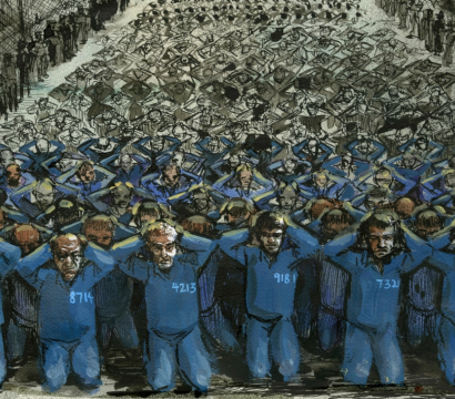 Des prisonniers à terre 