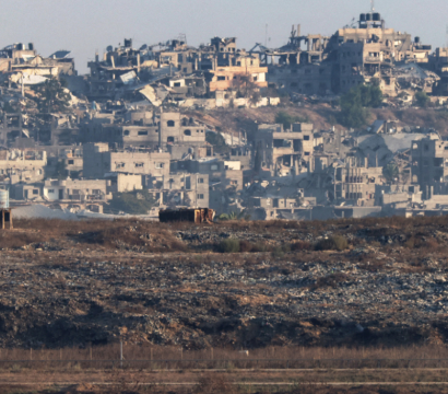 Ville en ruine sur les territoires palestiniens occupés