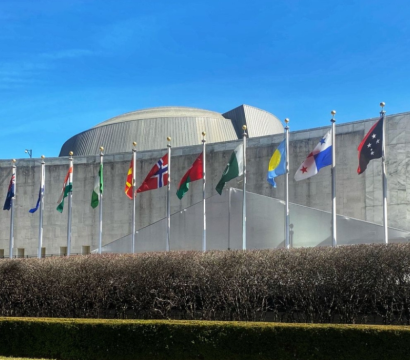 ONU Bâtiment et drapeaux des pays