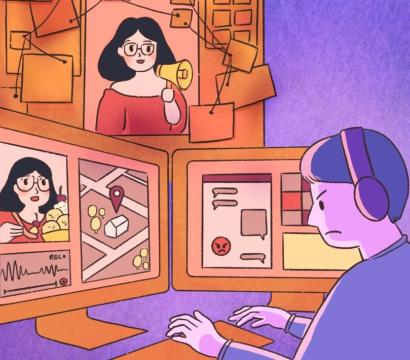 Graphique animé représentant une personne en ligne